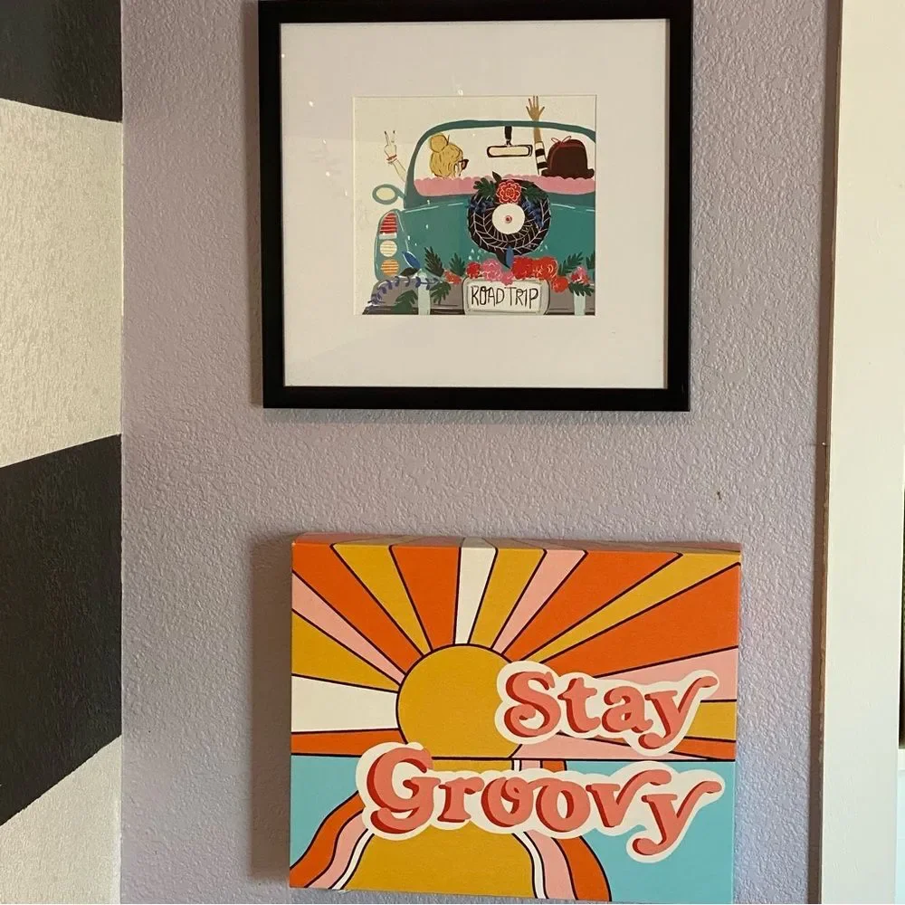 Stay Groovy Retro 70s Inspired Sun Ray Wrapped Canvas Wall Hanging Decor